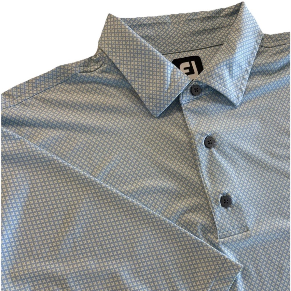 Classic Club CA FootJoy FJ Golf Polo Mens XL Baby Blue Yellow Geo Diamond EUC